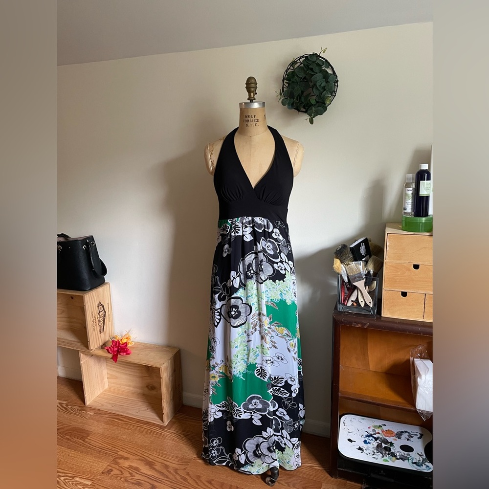 Bisou Bisou Sz 10 halter midi dress